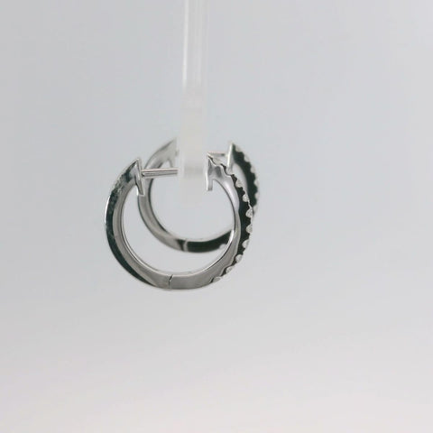14K White Gold Diamond Hoop Earrings