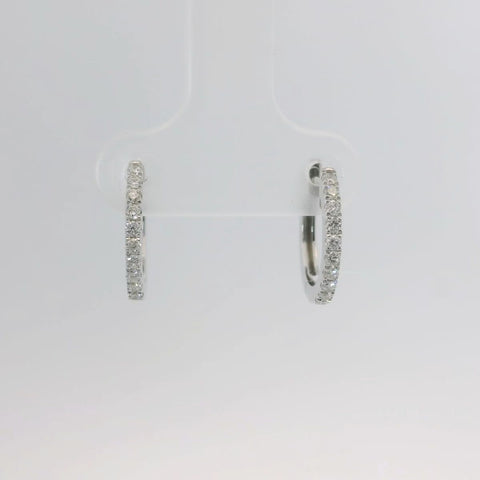 14K White Gold Diamond Hoop Earrings