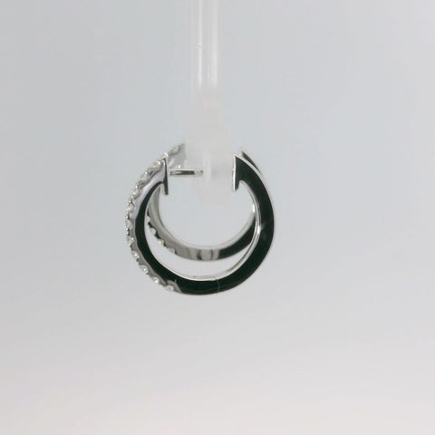 14K White Gold Diamond Hoop Earrings