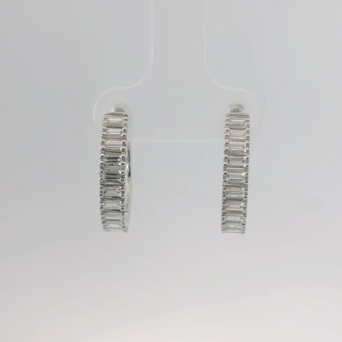 10K White Gold Diamond Hoop Earrings