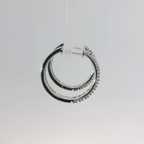 10K White Gold Diamond Hoop Earrings
