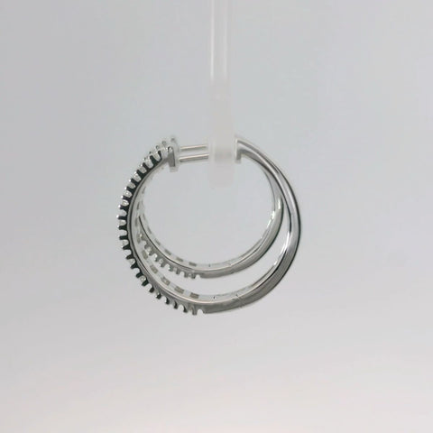 10K White Gold Diamond Hoop Earrings
