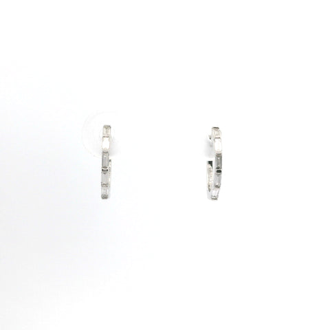 WHITE GOLD AND NATURAL BAGUETTE DIAMOND HUGGIE EARRINGS 150-07060