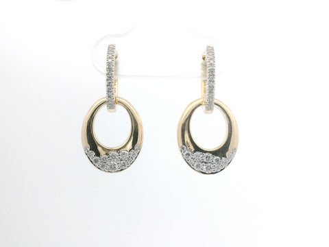 Yellow Gold Fashion Pave Diamond Dangle Earrings 150-07086