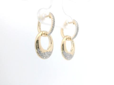 Yellow Gold Fashion Pave Diamond Dangle Earrings 150-07086
