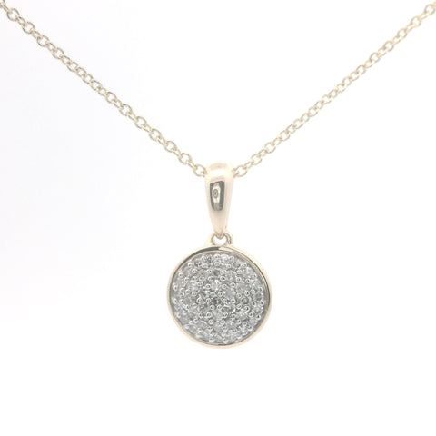 Gold & Natural Diamond Pave Circle Pendant