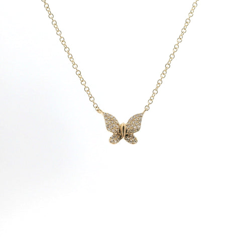 YELLOW GOLD DIAMOND PAVE BUTTERFLY NECKLACE 165-00431