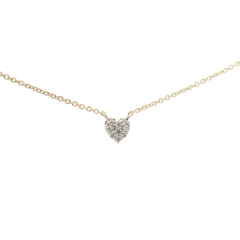 YELLOW GOLD DIAMOND HEART CLUSTER NECKLACE 165-00435