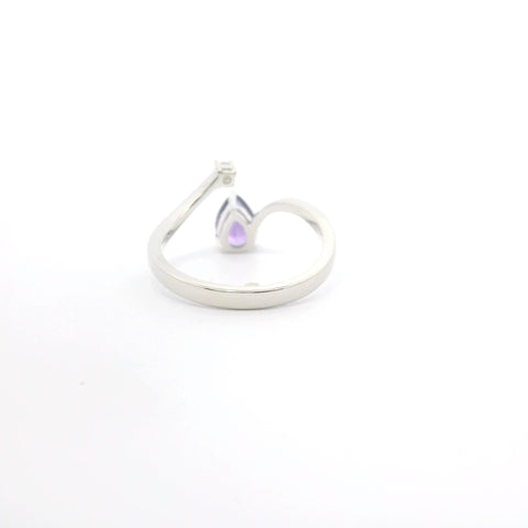 WHITE GOLD AMETHYST AND DIAMOND BYPSS RING 200-04187