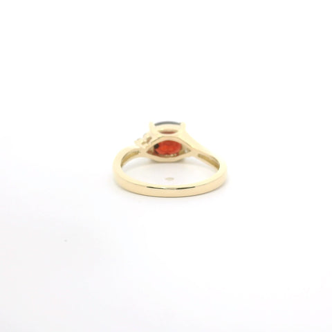 YELLOW GOLD GARNET AND DIAMOND RING 200-04188