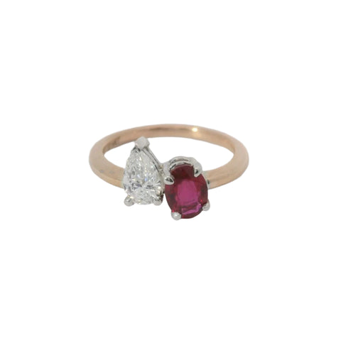 14K Rose Gold Two-Stone Ring