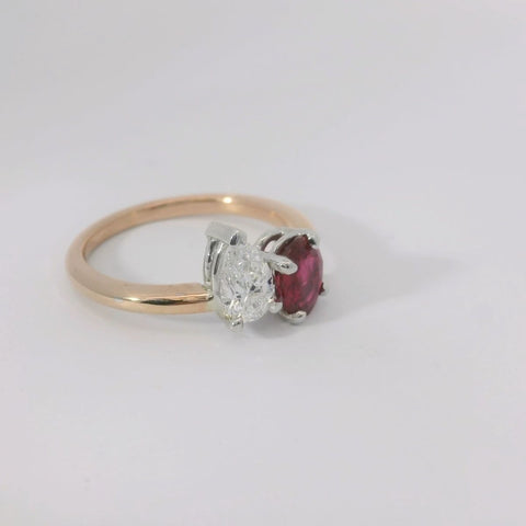 14K Rose Gold Two-Stone Ring
