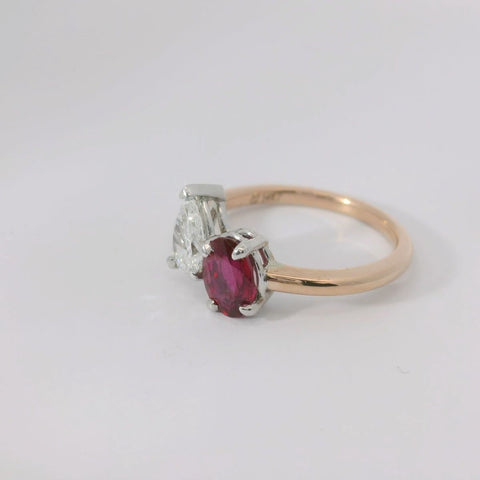 14K Rose Gold Two-Stone Ring