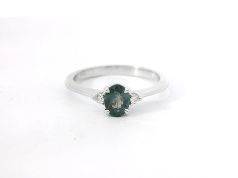 Natural Alexandrite and Diamond Three Stone Ring 201-00370