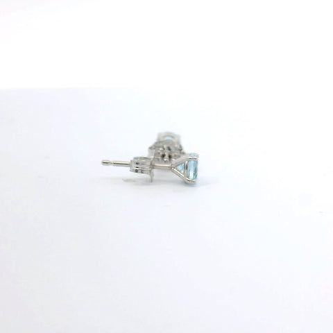 14K White Gold Blue Topaz Stud Earrings