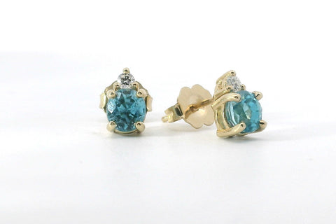 Blue Zircon Diamond Accented Stud Earrings 210-03243