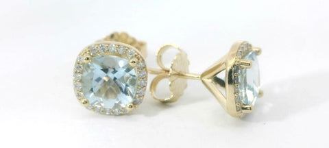Aquamarine with diamond halo earrings 210-03257