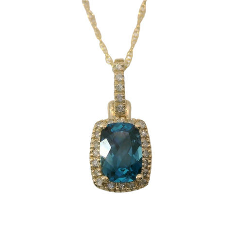 14K Yellow Gold London Blue Topaz Necklace