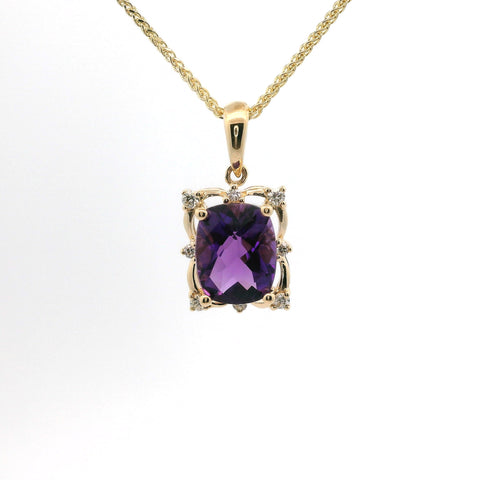 YELLOW GOLD AMETHYST AND DIAMOND PENDANT 230-02374