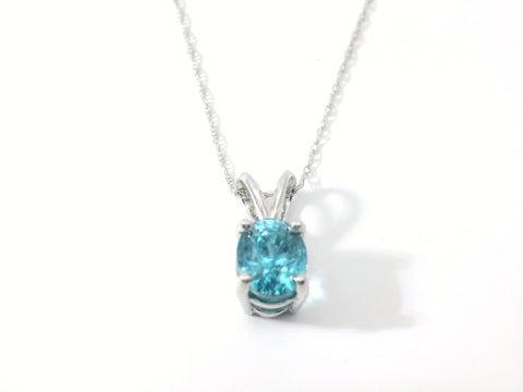 Blue Zircon Solitaire Pendant 230-02406