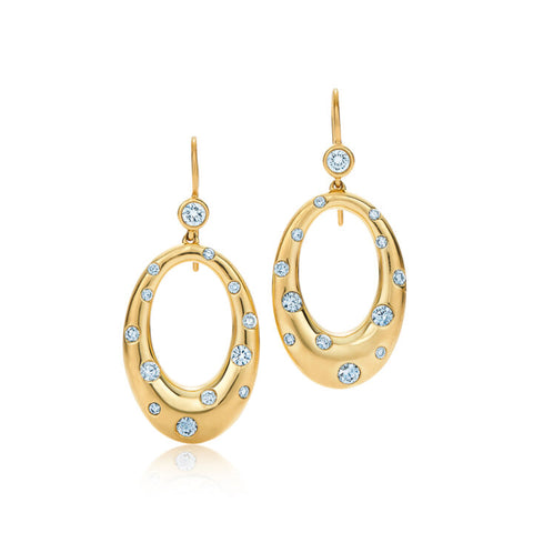 KWIAT 18KT Cobblestone Oval Drop Diamond Earrings E-2308-0-DIA-18KY