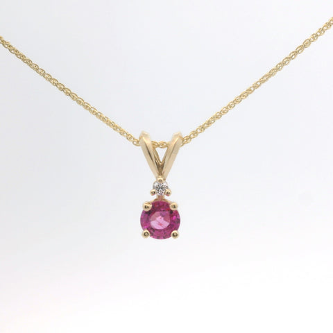 YELLOW GOLD PINK SAPPHIRE PENDANT 231-00269