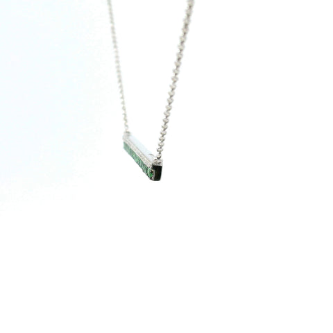 14KT WHITE GOLD TSAVORITE AND DIAMOND NECKLACE 230-002457