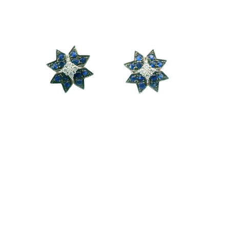 14KT WHITE GOLD SAPPHIRE AND DIAMOND EARRINGS 211-00143