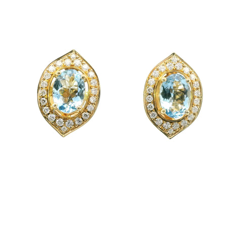 14KT YELLOW GOLD AQUAMARINE EARRINGS 210-03278