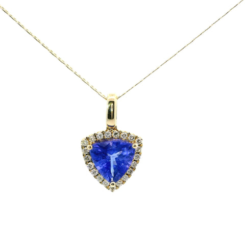 14KT YELLOW GOLD TRILLION TANZANITE NECKLACE 230-02458