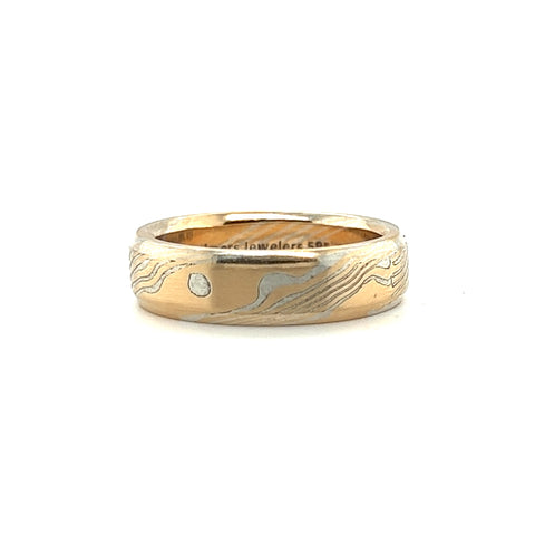 Custom Mokume Gane Gold & Silver Band