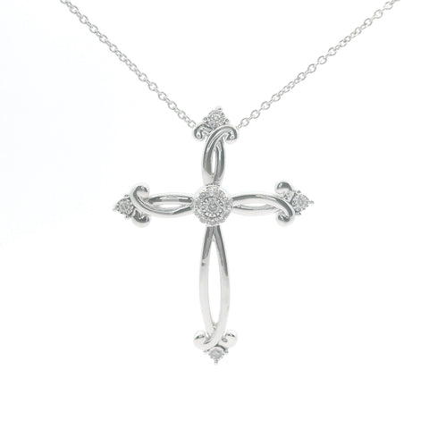 Silver & Natural Diamond Cross Pendant