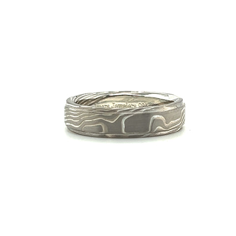 Custom Mokume Gane Palladium, 18K & Silver Band