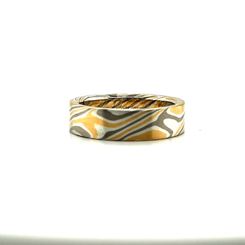 Custom Mokume Gane Gold & Silver Band