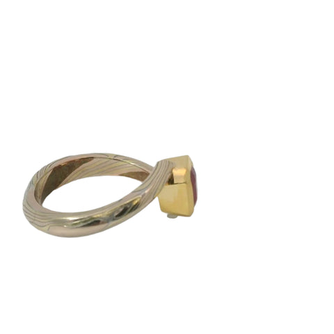 Mokume Gane Ruby Ring