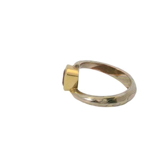 Mokume Gane Ruby Ring