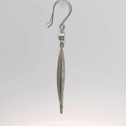 Mokume Gane Diamond and Sapphire Dangle Earrings