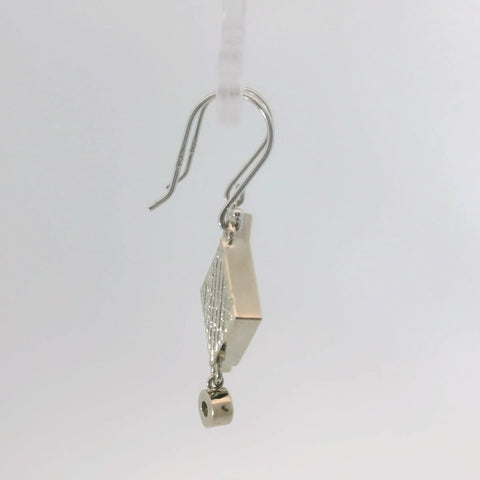 Mokume Gane Diamond Dangle Earrings
