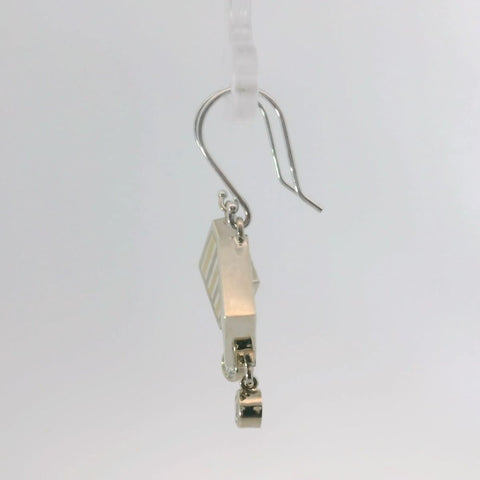 Mokume Gane Diamond Dangle Earrings