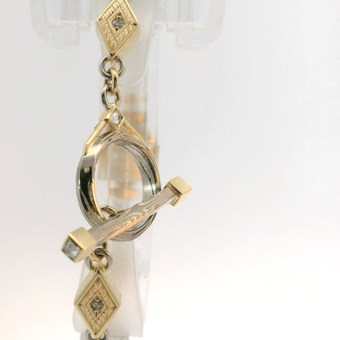YELLOW GOLD AND PLATINUM REVERSIBLE DIAMOND MOKUME BRACELET WITH TOGGLE CLASP