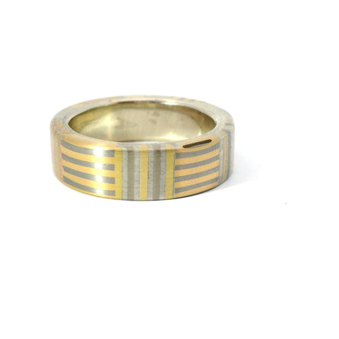 6.5MM 14KT WHITE GOLD, 14KT YELLOW GOLD, 14KT ROSE GOLD, PALLADIUM 500 AND STERLING SILVER MOKUME GANE RING