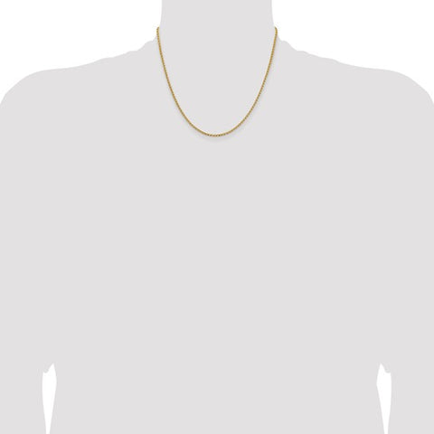14K 2.1mm Diamond Cut Open Franco 18 Inch Chain