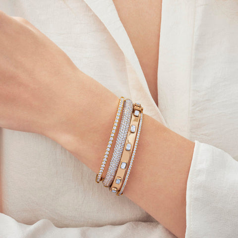 KWIAT 18KT Five-Row Pavé Diamond Bangle Bracelet B-15545Y-0-DIA-18KY