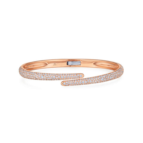 KWIAT 18KT Cobblestone Bypass Bangle with Pavé Diamonds B-19619-0-DIA-18KW