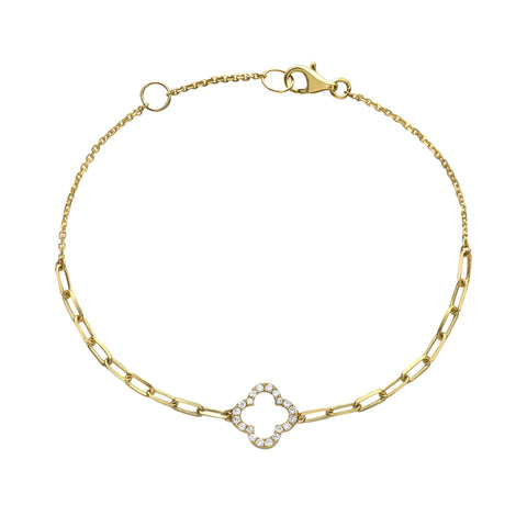 Bassali 14kt Yellow Gold Diamond Clover Bracelet BR16132D