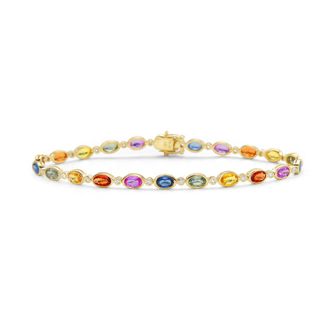 Bassali 14kt Yellow Gold Multi Color Sapphire Bracelet BR16861DMS