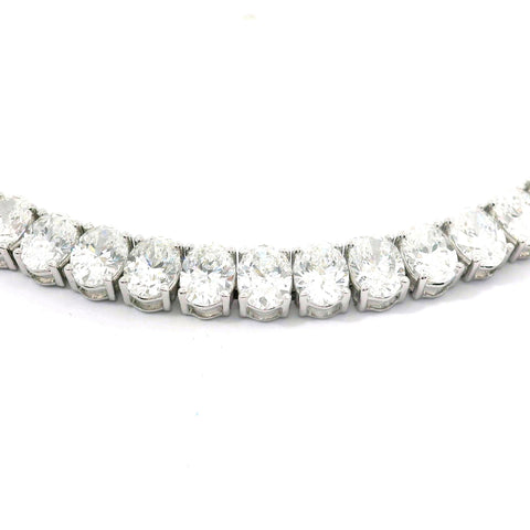18KT WHITE GOLD OVAL DIAMOND LINE BRACELET 170-01103