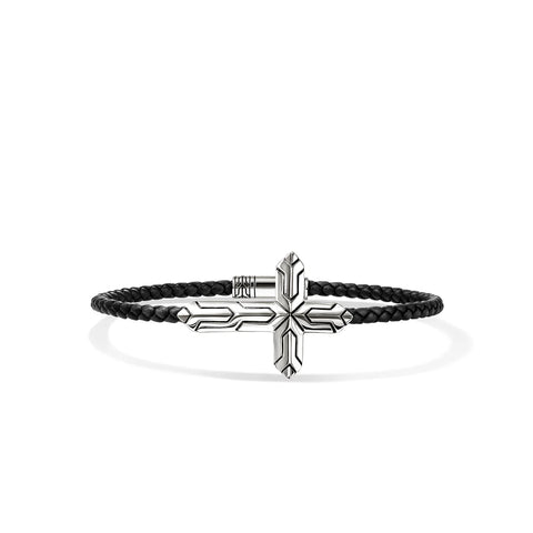 John Hardy Icon 50 Bracelet, Sterling Silver, Leather, 3MM BU97219BL