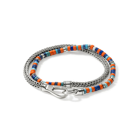 John Hardy Heishi Chain Wrap, Sterling Silver, Hardstones