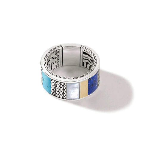 John Hardy Icon 50 Ring, Gold, Silver, Gemstones RMZS9009795MOPTQBM